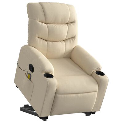 vidaXL Silla de masaje reclinable de pie de tela color crema