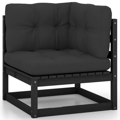 vidaXL Set de muebles de jardín 9 pzas con cojines madera pino negro