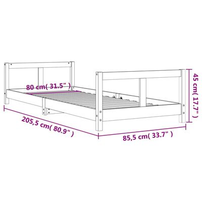 vidaXL Estructura de cama para niños madera de pino negro 80x200 cm