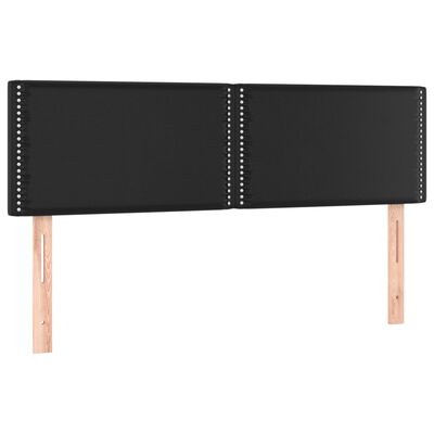 vidaXL Cama box spring colchón y LED cuero sintético negro 140x190 cm