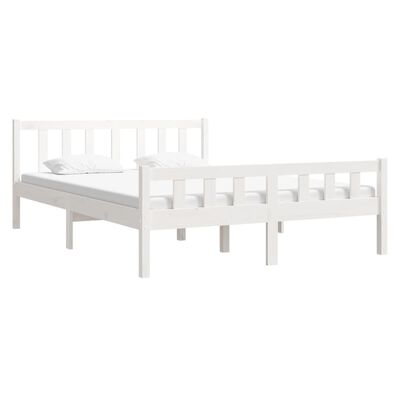 vidaXL Estructura de cama de madera maciza blanca 135x190 cm