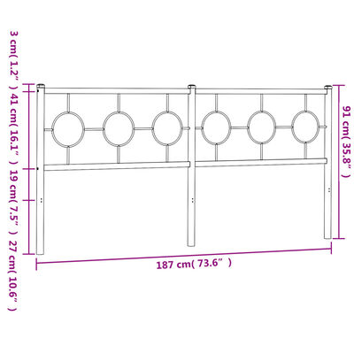 vidaXL Cabecero de metal negro 180 cm