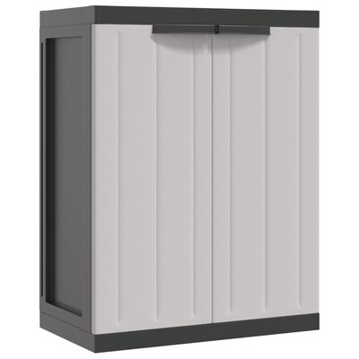 vidaXL Armario de almacenaje exterior PP gris y negro 65x37x85 cm