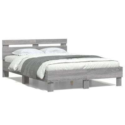 vidaXL Cama con cabecero madera de ingeniería gris Sonoma 120x200 cm