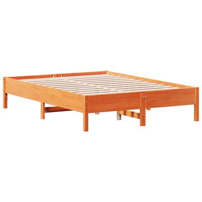 vidaXL Cama sin colchón madera maciza de pino marrón cera 140x190 cm