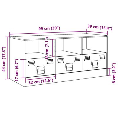 vidaXL Mueble para TV de acero amarillo mostaza 99x39x44 cm