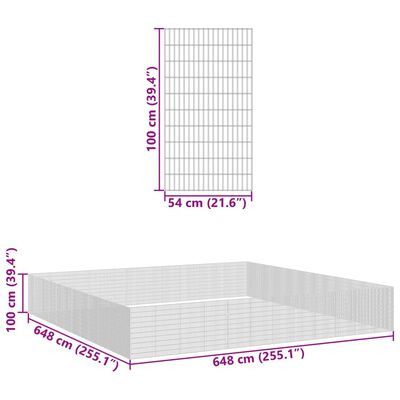 vidaXL Recinto corral animales 48 paneles hierro galvanizado 54x100 cm