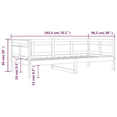 vidaXL Sofá cama de madera maciza de pino marrón miel 90x190 cm