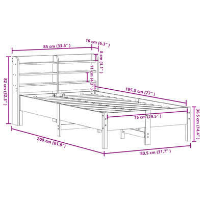 vidaXL Estructura de cama sin colchón madera maciza blanca 75x190 cm