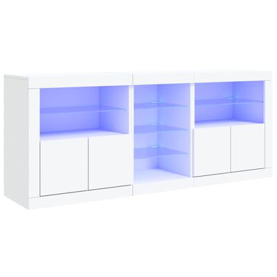 vidaXL Aparador con luces LED blanco 162x37x67 cm