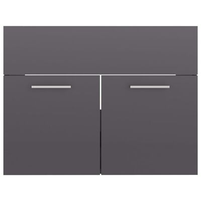 vidaXL Set muebles de baño 2 piezas madera contrachapada gris brillo