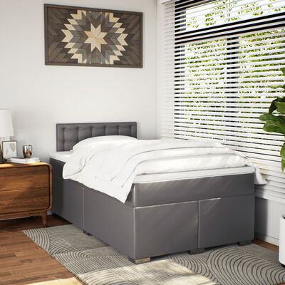 vidaXL Cama box spring con colchón cuero sintético gris 120x190 cm