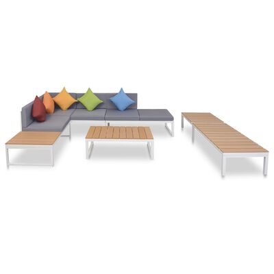 vidaXL Set de muebles de jardín 5 piezas y cojines aluminio y WPC