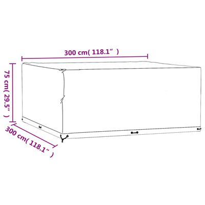 vidaXL Fundas muebles de jardín 2 uds 16 ojales cuadrado 300x300x75 cm