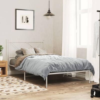 vidaXL Estructura de cama de metal con cabecero blanco 100x200 cm