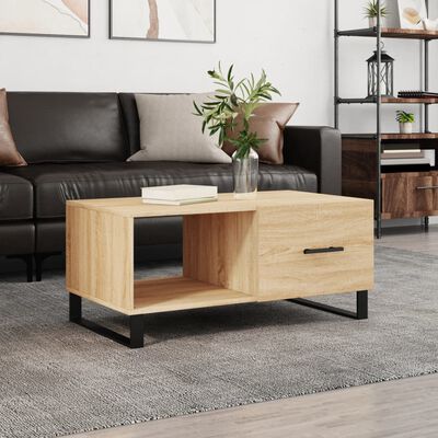 vidaXL Mesa de centro madera contrachapada roble Sonoma 90x50x40 cm