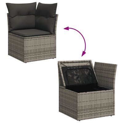 vidaXL Set de muebles de jardín 9 pzas y cojines ratán sintético gris