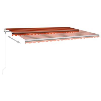 vidaXL Toldo manual retráctil con postes naranja y marrón 5x3 m