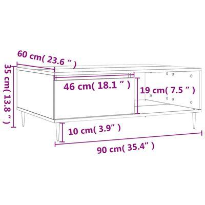 vidaXL Mesa de centro madera de ingeniería roble marrón 90x60x35 cm