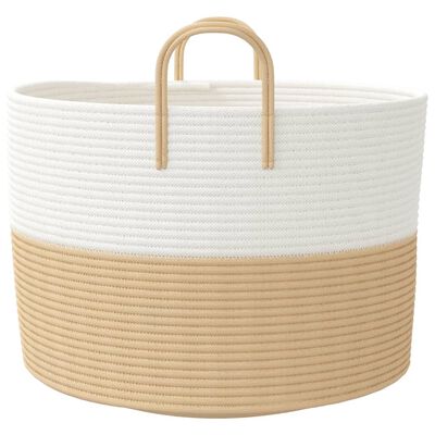 vidaXL Cesta de almacenaje algodón beige y blanco Ø51x33 cm