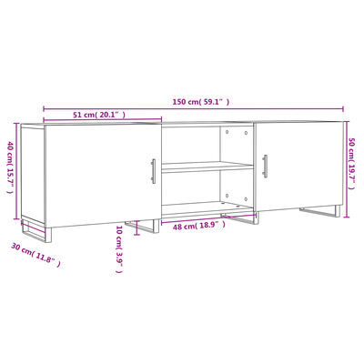 vidaXL Mueble de TV madera de ingeniería blanco brillante 150x30x50 cm