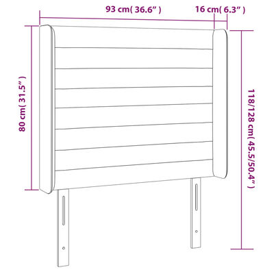 vidaXL Cabecero con LED de terciopelo gris claro 93x16x118/128 cm