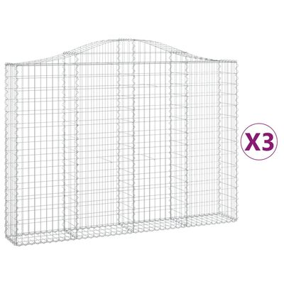 vidaXL Cestas de gaviones 3 uds forma de arco hierro 200x30x140/160 cm