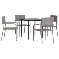 vidaXL Juego de comedor jardín 5 pzas ratán sintético acero gris negro