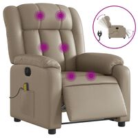 vidaXL Sillón reclinable de masaje eléctrico cuero sintético capuchino