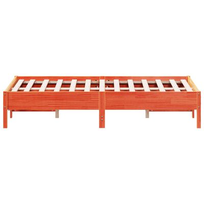 vidaXL Cama sin colchón madera maciza de pino marrón cera 140x190 cm