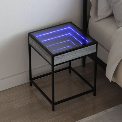 vidaXL Mesa de centro con Infinity LED gris Sonoma 40x40x51 cm