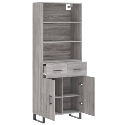 vidaXL Aparador alto madera contrachapada gris sonoma 69,5x34x180 cm