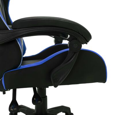 vidaXL Silla gaming con luces LED RGB cuero sintético azul y negro