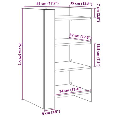 vidaXL Aparador madera de ingeniería roble Sonoma 45x35x75 cm