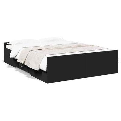 vidaXL Cama con cajones madera de ingeniería negro 135x190 cm