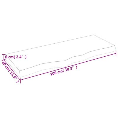 vidaXL Encimera de baño madera maciza sin tratar 100x40x(2-6) cm