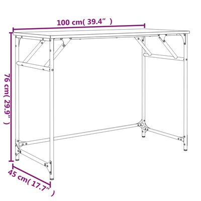 vidaXL Escritorio madera ingeniería y acero roble ahumado 100x45x76 cm