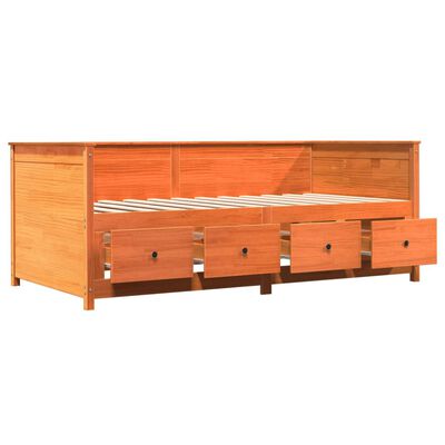 vidaXL Sofá cama de madera maciza de pino marrón cera 100x200 cm