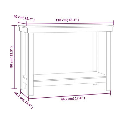 vidaXL Banco de trabajo de madera maciza de pino 110x50x80 cm