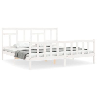 vidaXL Estructura de cama con cabecero madera maciza blanco 200x200 cm