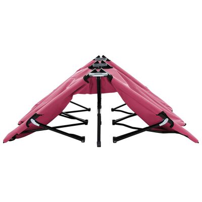 vidaXL Tumbona doble plegable acero rosa