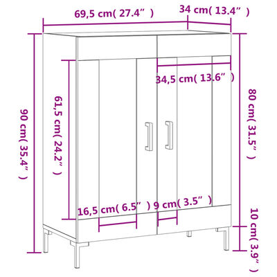 vidaXL Aparador de madera de ingeniería blanco 69,5x34x90 cm