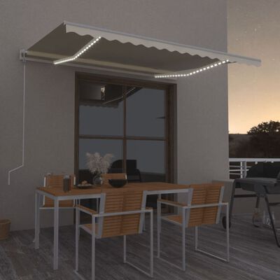 vidaXL Toldo automático con LED y sensor de viento crema 400x350 cm