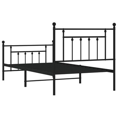 vidaXL Estructura de cama con cabecero y estribo metal negro 100x190cm