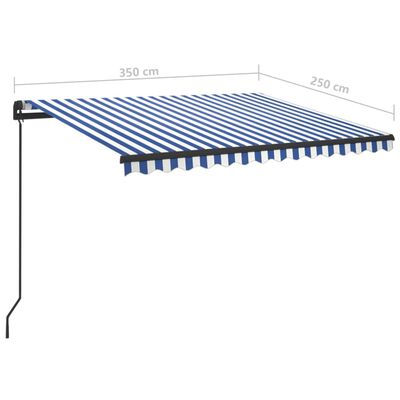 vidaXL Toldo manual retráctil con LED azul y blanco 3,5x2,5 m