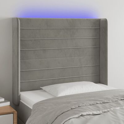 vidaXL Cabecero con LED de terciopelo gris claro 93x16x118/128 cm