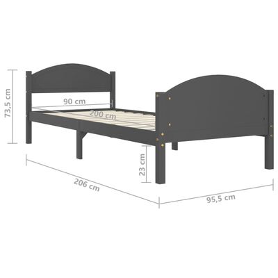 vidaXL Estructura cama sin colchón madera pino gris oscuro 90x200 cm