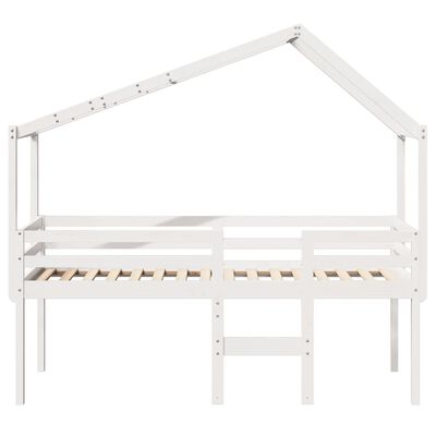 vidaXL Cama alta con techo madera maciza pino blanca 75x190 cm