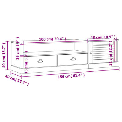 vidaXL Mueble para TV VIGO madera maciza de pino gris 156x40x40 cm