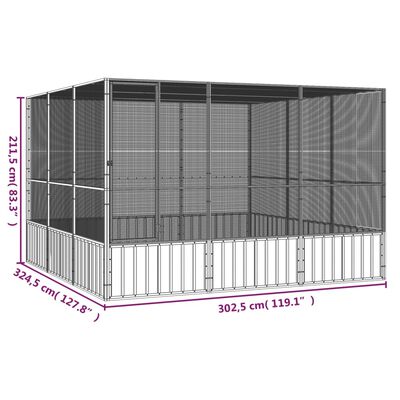 vidaXL Jaula pájaros acero galvanizado antracita 302,5x324,5x211,5 cm